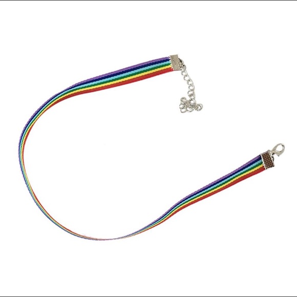 🌈 Lovely colorful Rainbow fabric choker  🌈 - Picture 2 of 2